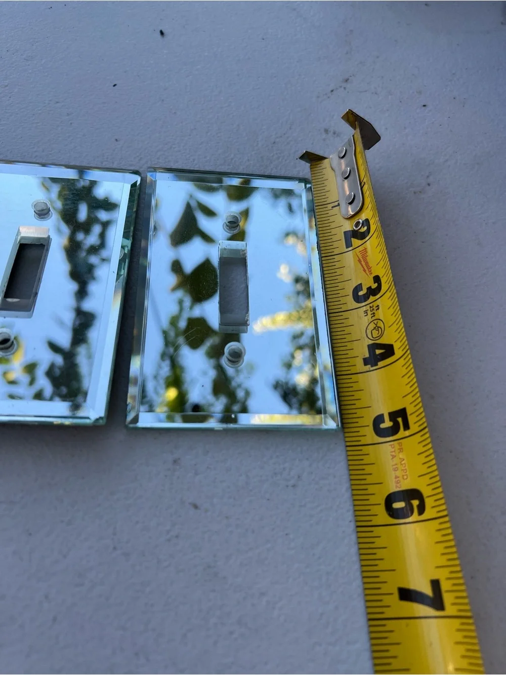 Mirrored Glass Toggle Light Switch Cover Plate - Silver Finish